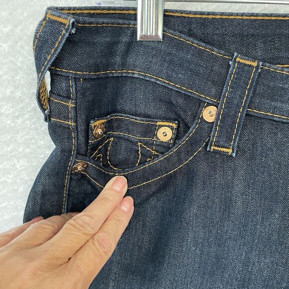 True Religion Jeans Women’s 29 Dark Wash Blue Denim STRAIGHT World Tour Stretch - Picture 5 of 10